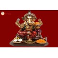 Ganesha Gold With Colour 30561