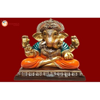Ganesha Gold With Colour 30562