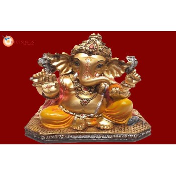 Ganesha Gold With Colour 30564
