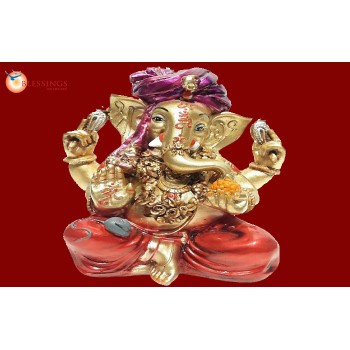 Ganesha Gold With Colour 30588