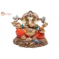 Ganesha Gold With Colour 30594
